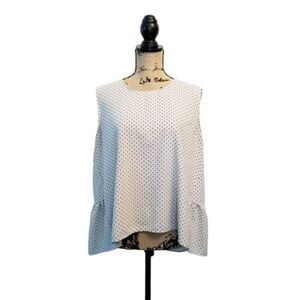 Who What Wear White Black Polka Dot Ruffle Tank Size XXL 2 0164